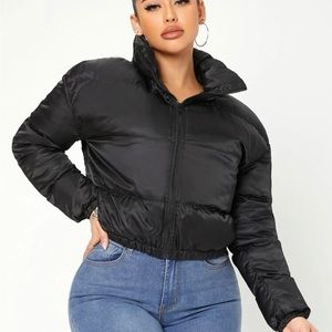 Zipper Up Funnel Collar Winter Coat